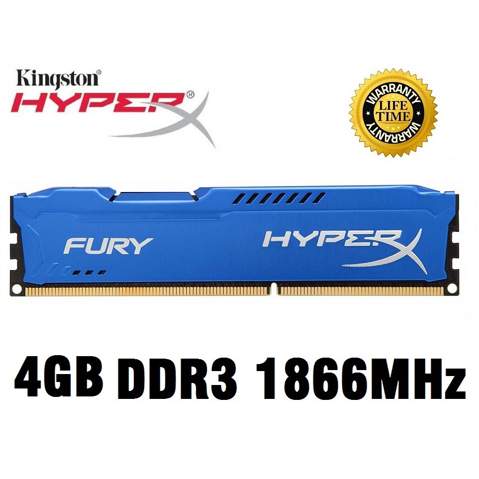 RAM máy tính 40Pin CL11 DIMM PC3-14900 HyperX Fury RAM 4GB DDR3 1866MHz