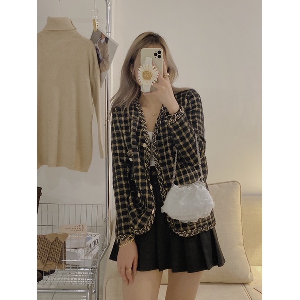 ÁO CARDIGAN DẠ LÔNG KẺ SỌC TWEED | BigBuy360 - bigbuy360.vn