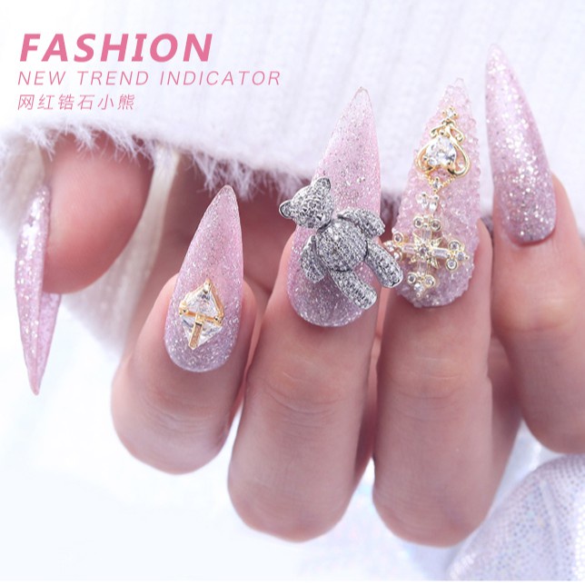 Charm gấu đính móng cao cấp - gấu có thể banh, xoạc, xoay Thiên Di Nail