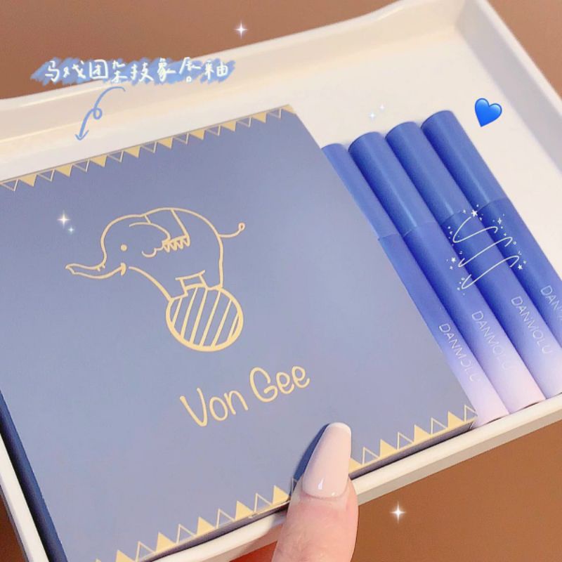 Top 3 Son Kem Von Gee Hàng Đầu, Set 4 Cây VONGEE Xiếc Voi, Son Voi Xanh