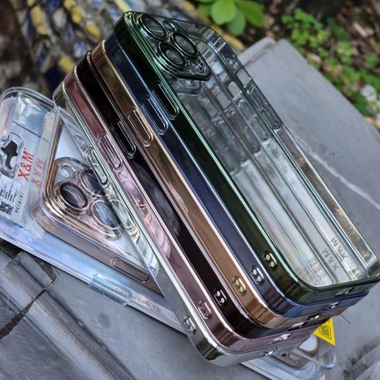 Ốp Lưng Trong Viền Màu Glimmer Iphone 13, 13 Pro, 13 Pro Max Không Ngả Màu, Bảo Vệ Camera Hãng X&M Làm Nổi Bật