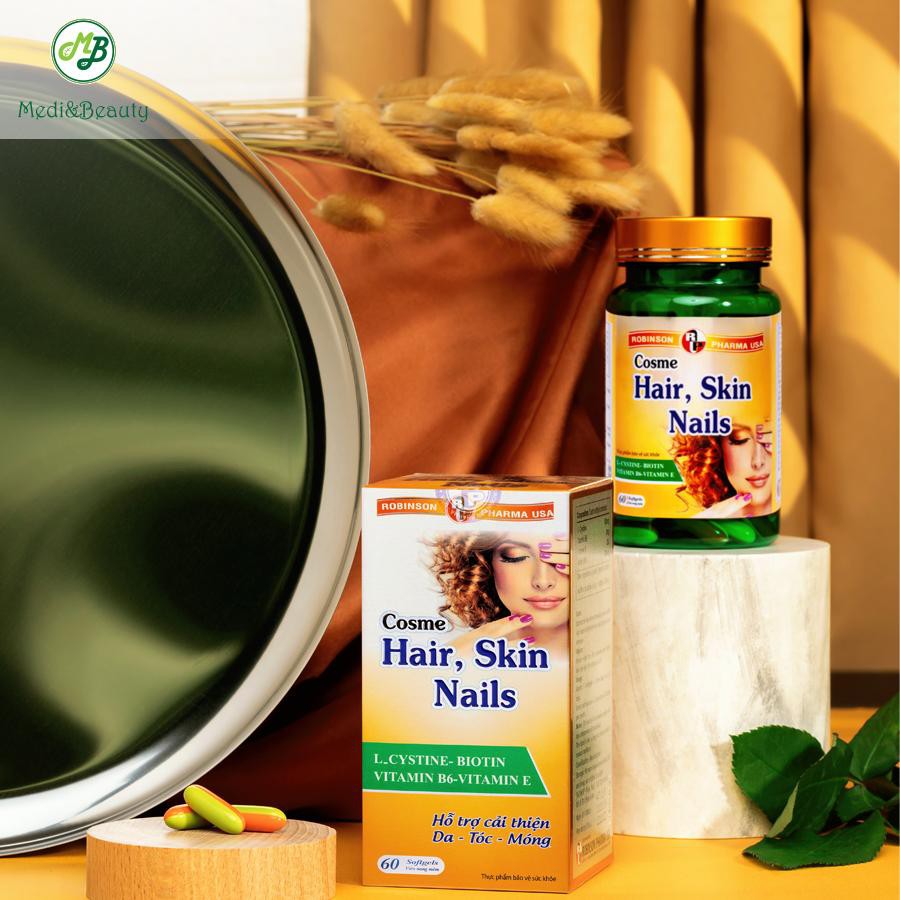 Viên uống ngăn rụng tóc, sáng da, chắc móng COSME - HAIR, SKIN, NAILS  - Medi&Beauty  Chai 60 viên | BigBuy360 - bigbuy360.vn