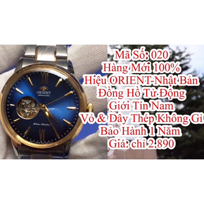 Đồng Hồ Nam ORIENT,Hàng Mới 100%.Vỏ & Dây inox.Máy Tự Động Lộ Cơ.Kiểu Dáng Trẻ Trung Năng Động.Trung Hoà officialstore