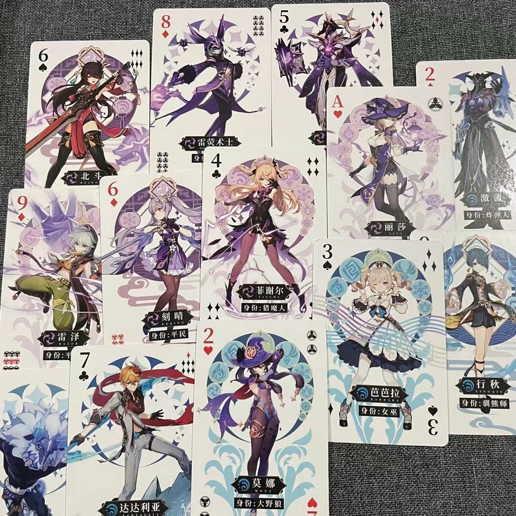 (109) Bộ bài tây tú lơ khơ Genshin Impact 54 lá bo góc độc đáo poker cá tính họa tiết game anime