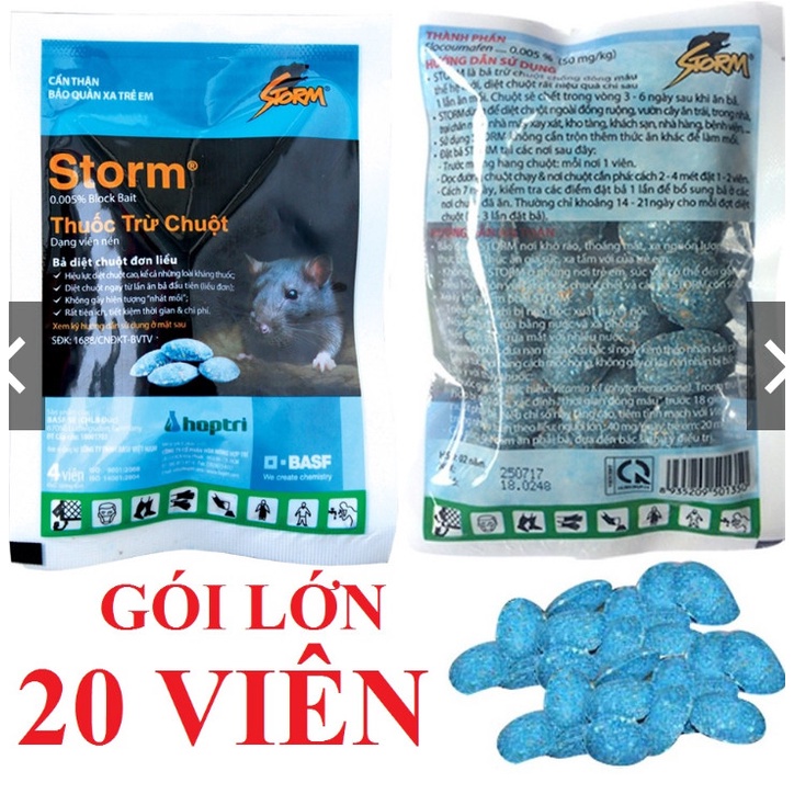Thuốc trừ Chuột STORM BASF - CHLB ĐỨC GÓI 20 VIÊN
