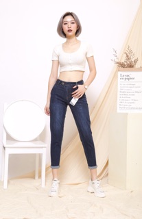 Quần bò cúc lệch