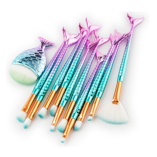 Bộ 11 cọ trang điểm thiết kế hình dáng đuôi cá xinh xắn