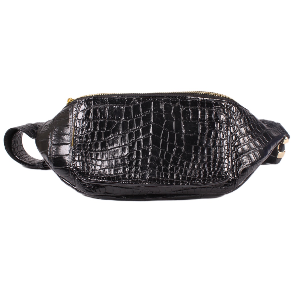 HP6706 - Túi bao tử da cá sấu Huy Hoàng bụng màu đen