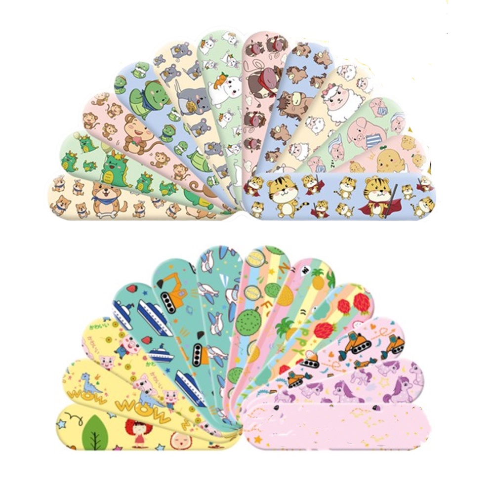 Set 120 Băng Cá Nhân Y Tế Trong Suốt Chống Nước Chống Mài Mòn Thoáng Khí In Họa Tiết Hoạt Hình Dễ Thương Cho Bé