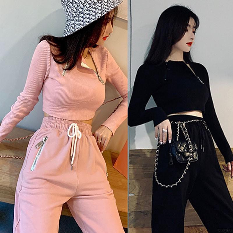 Áo thun tay dài cổ tròn kiểu Hàn Quốc