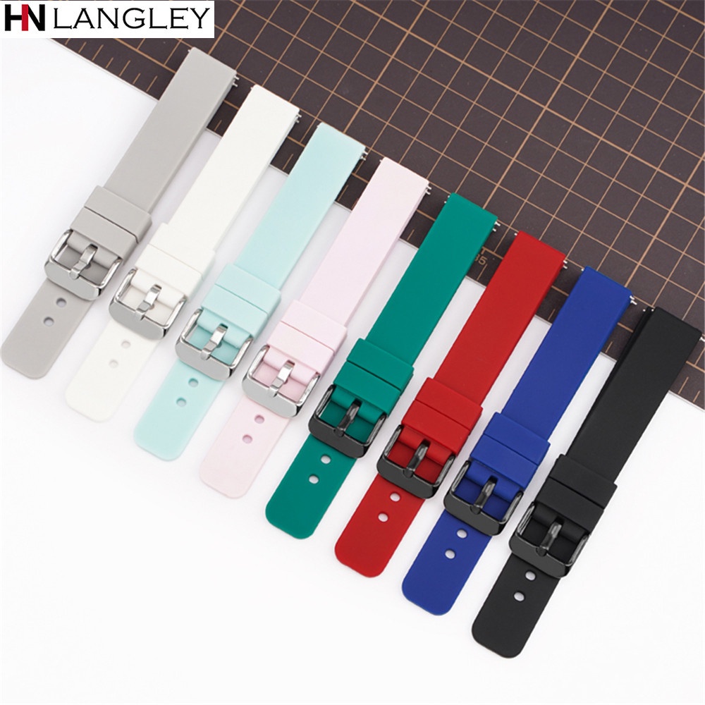 Dây Đeo Đồng Hồ Bằng Silicone Mềm Tháo Nhanh Có Khóa Màu Vàng 14/16/18/19/20/22/24mm