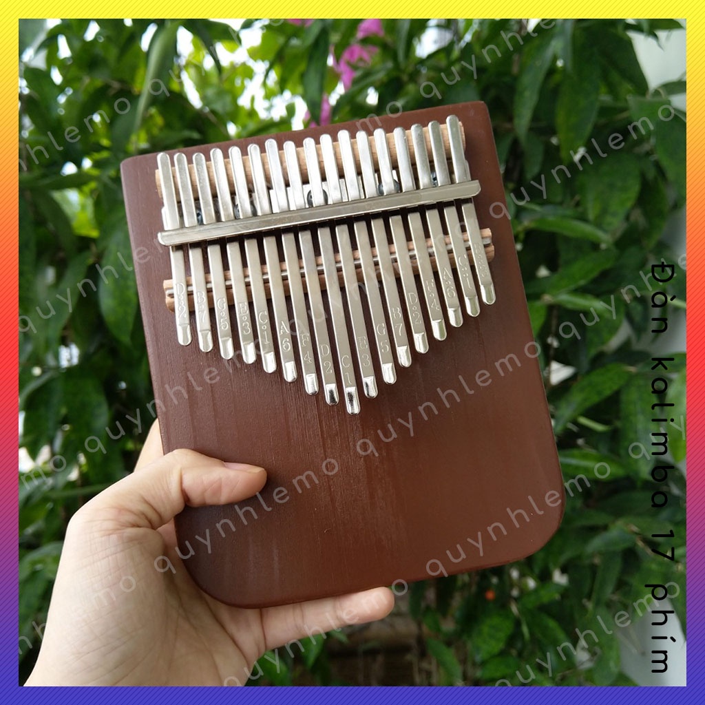 Đàn kalimba 17 phím màu Nâu gỗ Manhogany bo tròn góc dưới QLBD1316 - Quynh Lemo Music