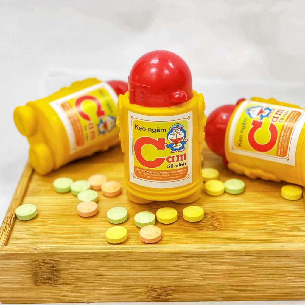 Kẹo Cam Doraemon Cho Bé BANIPHAR Bổ Sung Vitamin C, Tăng Cường Đề Kháng Hộp 50 Viên