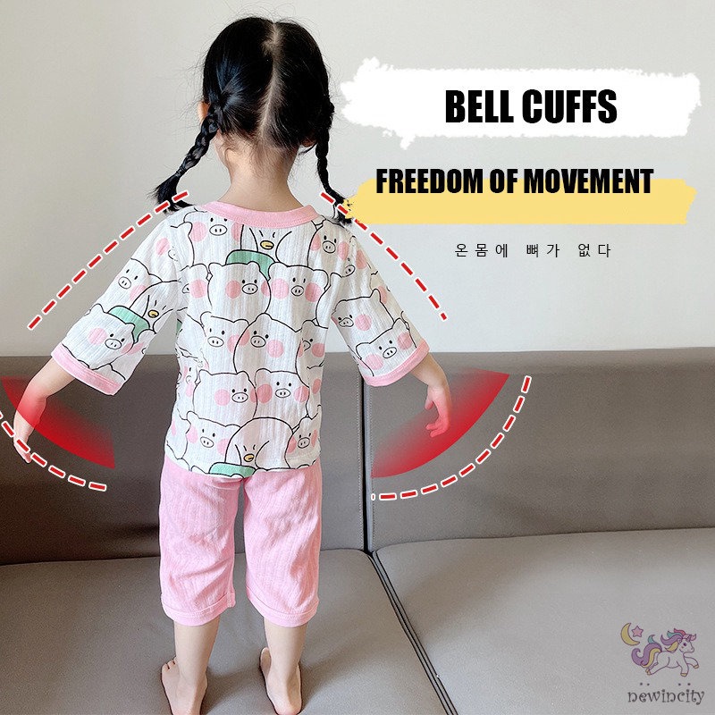 Bộ Đồ Ngủ Áo In Hình Hoạt Hình + Quần Dài Phong Cách Hàn Quốc Dành Cho Bé