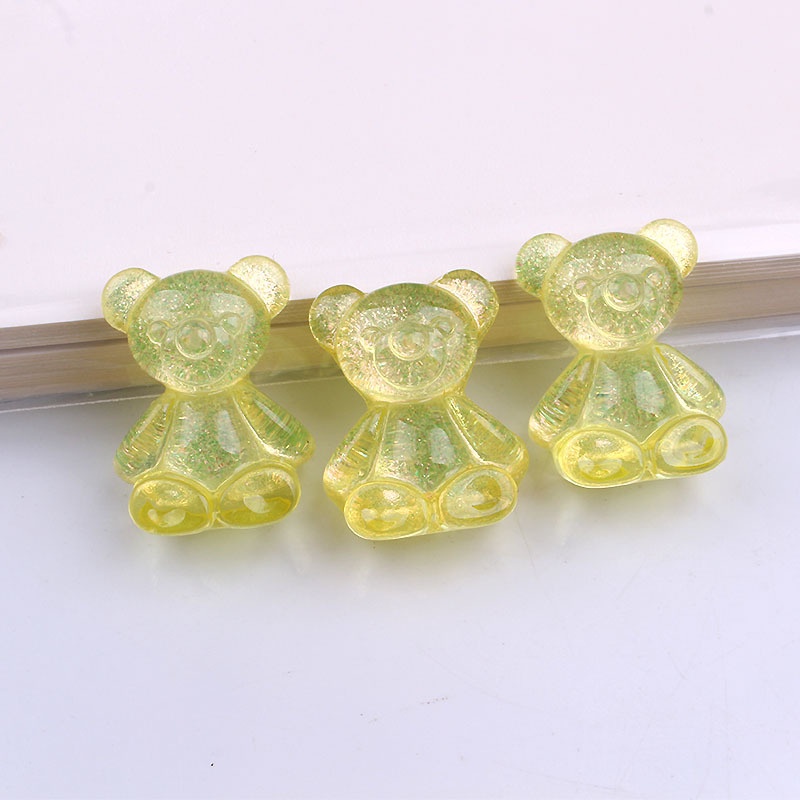 Set 10 Phụ Kiện Làm Bông Tai Hình Chú Gấu Đáng Yêu Bằng Nhựa Kích Thước 1.8x.1.1cm DIY