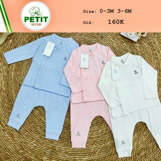 [ Hãng quần áo Moon- petit] Bộ quần áo sơ sinh dài tay