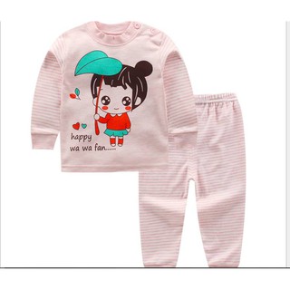 bộ cotton dài tay cho bé gái
