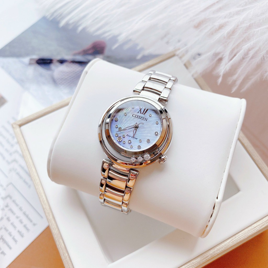 Đồng hồ nữ chính hãng Citizen sunrise EM0320-59D - Máy pin năng lượng ánh sáng - Kính Sapphire