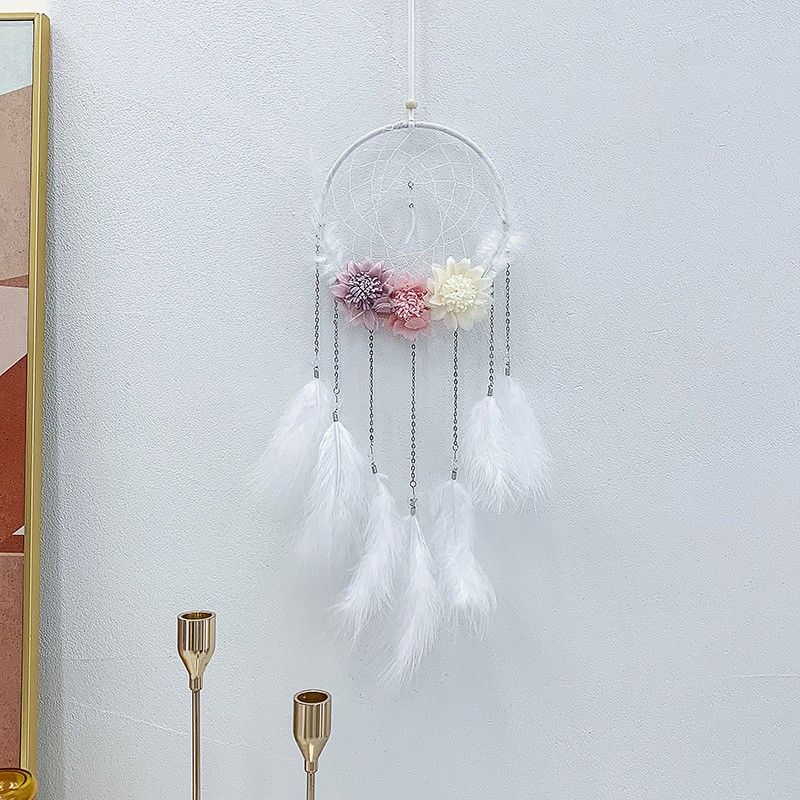 Chuông Gió Handmade Dreamcatcher đính lông vũ có đèn (chọn mẫu)