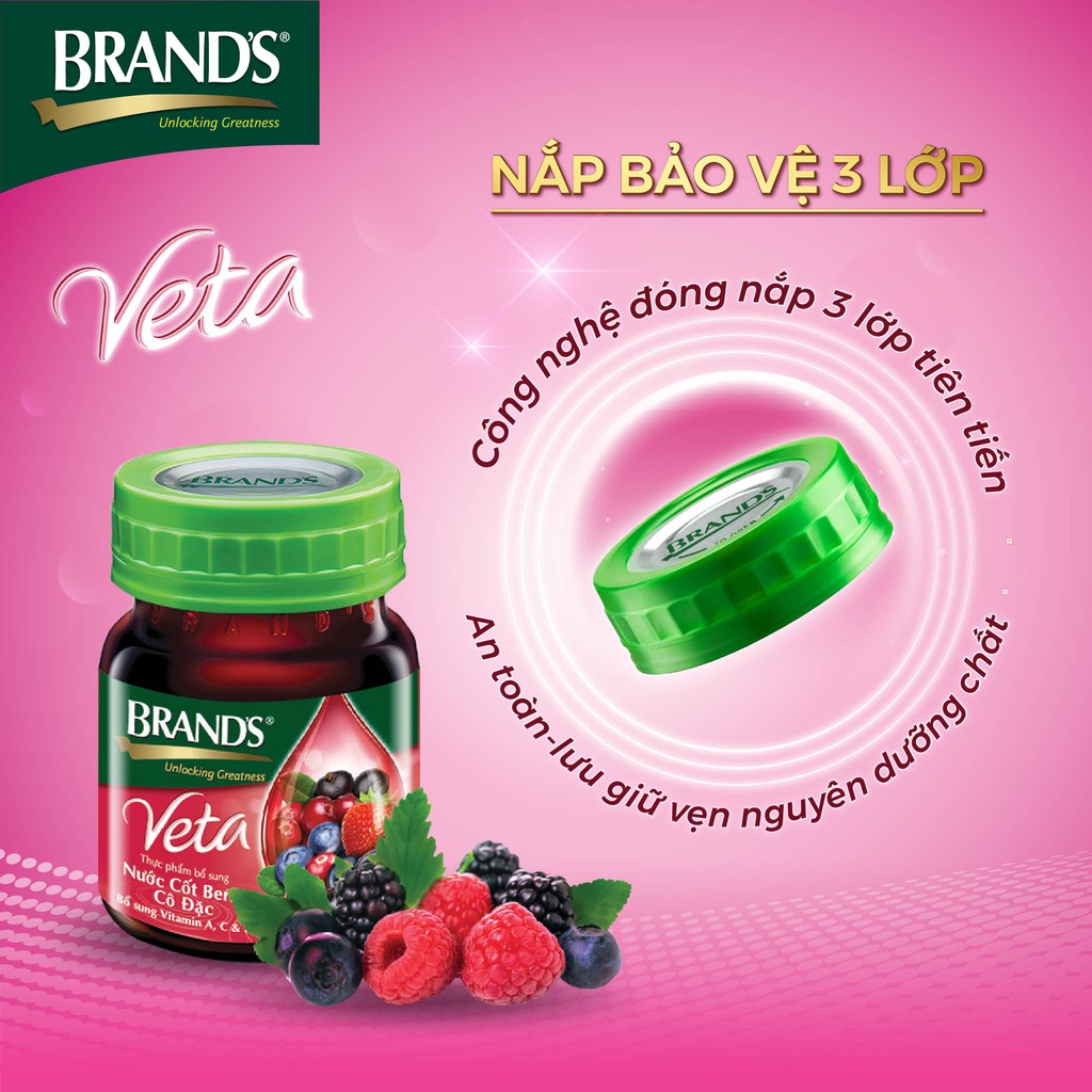 Combo 2 Hộp 6 Chai Nước Cốt Berry Cô Đặc BRAND'S Veta (6 Chai/Hộp - 42ml/Chai)