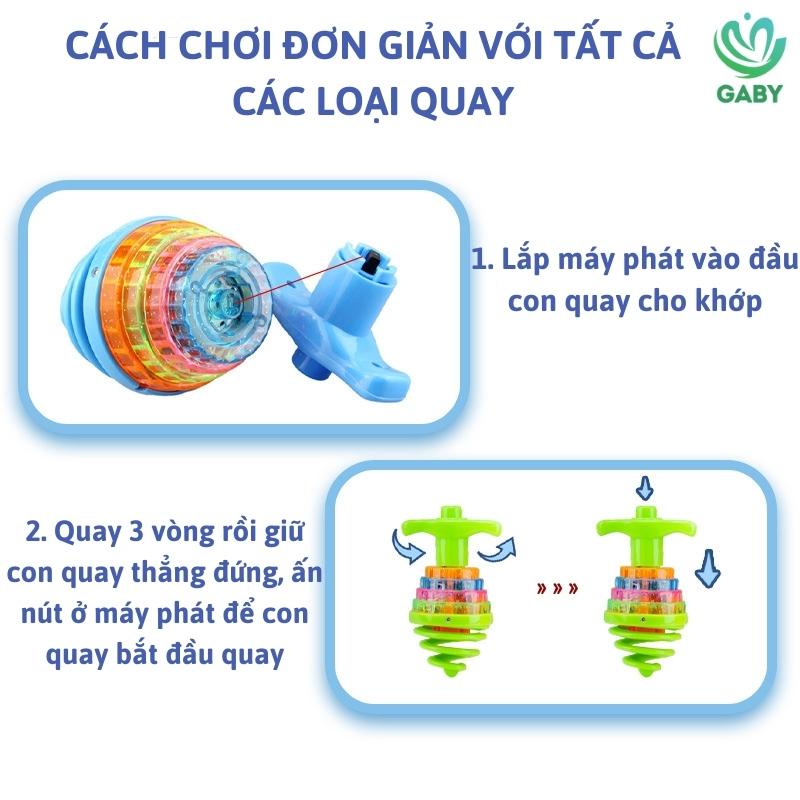 Con quay có đèn và nhạc cho bé - Đồ chơi con quay vặn dây cót phát sáng, âm nhạc sống động, chất liệu an toàn GABY