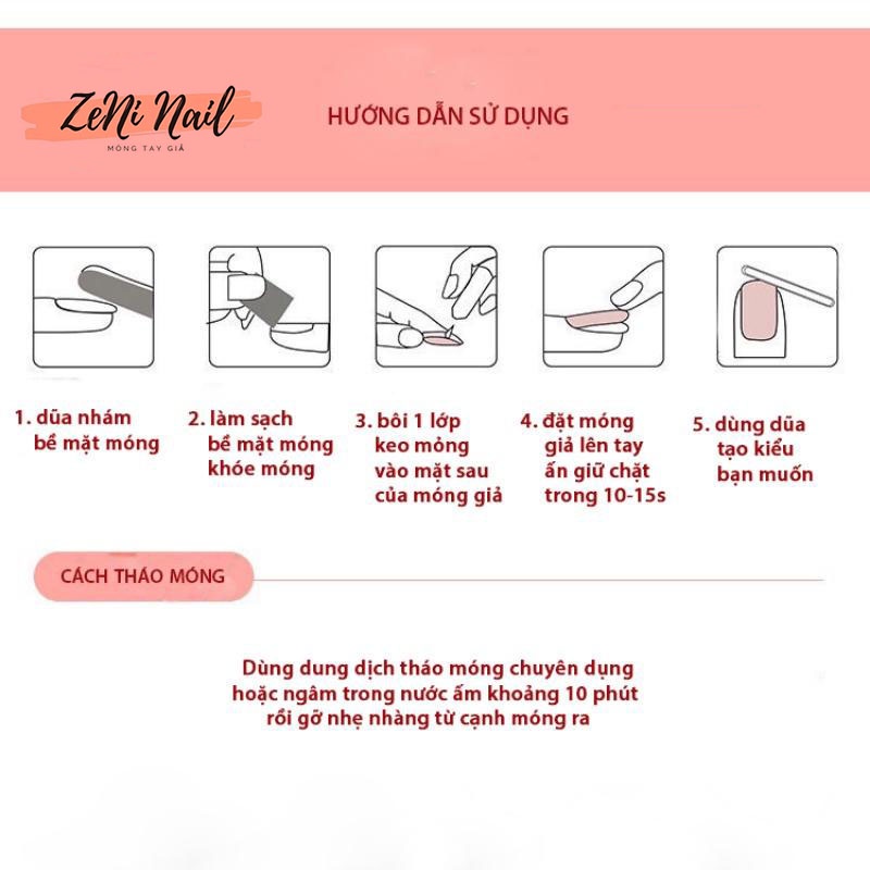 Móng tay giả đính đá dài đính nơ kèm keo đẹp giá rẻ bộ 24 nail giả thiết kế độc đáo cá tính