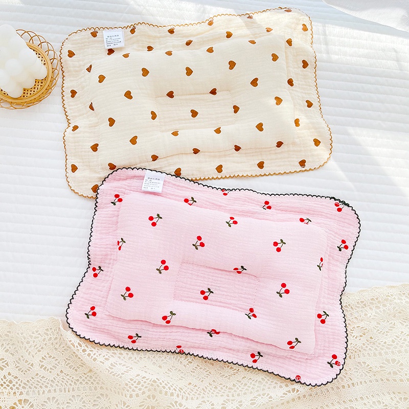 Gối Sơ Sinh/ Gối Chống Bẹt Đầu Cho Bé Chất Liệu Xô Cotton Ruột Bông Êm Ái- KT 23*33cm LBG8009