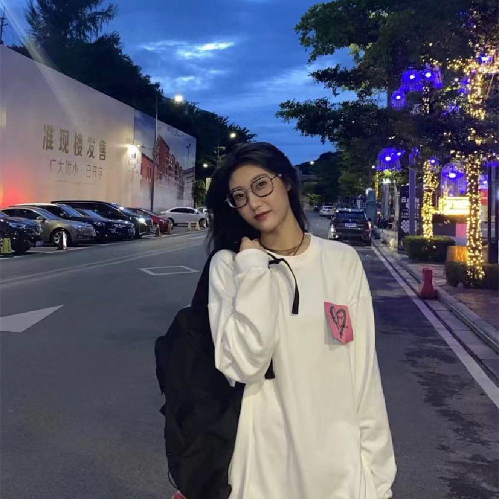 Jiashucheng Áo Sweatshirt Dáng Rộng Hình Nốt Nhạc Trái Tim Dính Phong Cách Hàn Quốc Dễ Phối Đồ