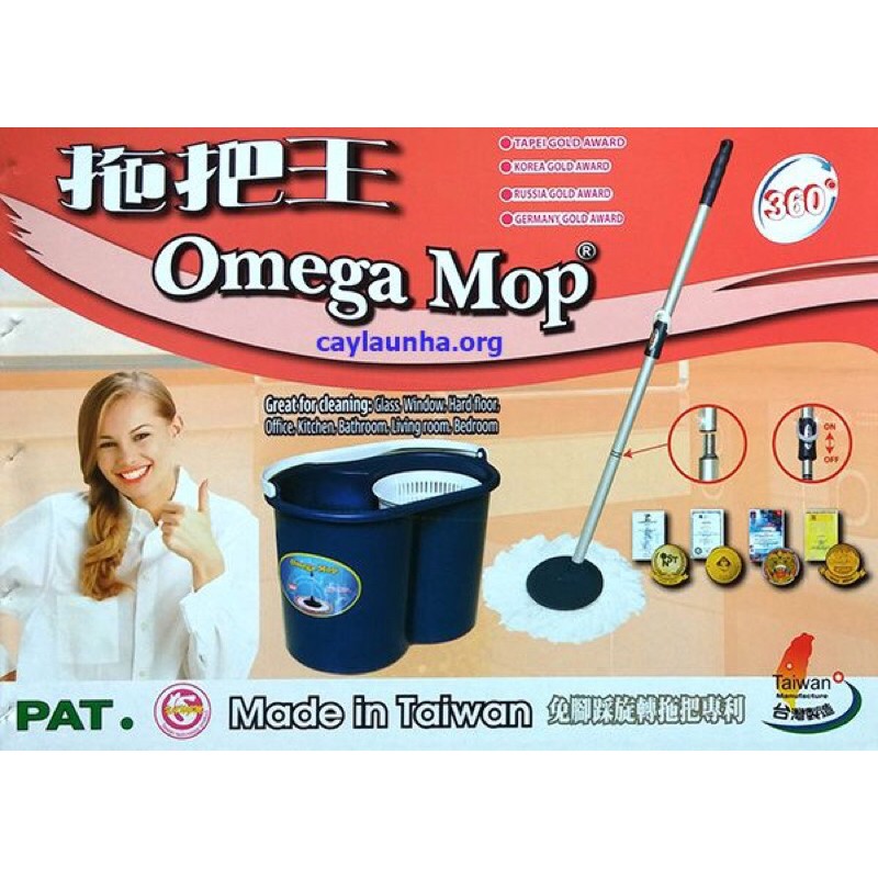 Bộ chổi lau nhà 360 Omega Mop Đài Loan HÀNG CHÍNH HÃNG