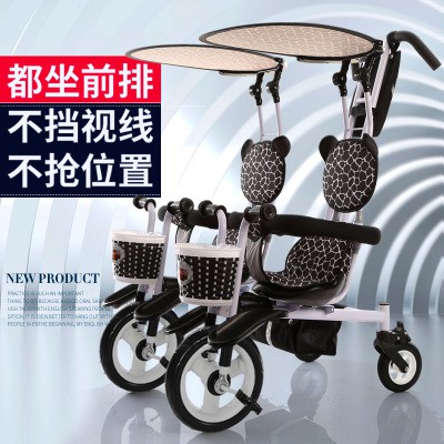 Xe trẻ em đôi xe 3 bánh 2 chỗ ngồi xe đẩy trẻ em sinh đôi