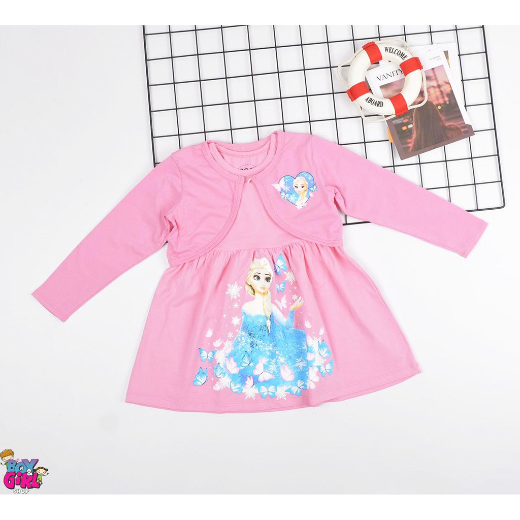 Váy Cotton Elsa kèm khoác lửng cho bé