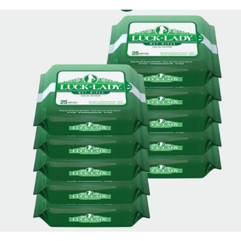 Combo 10 gói khăn ướt LUCK - LADY 25 tờ không hương.