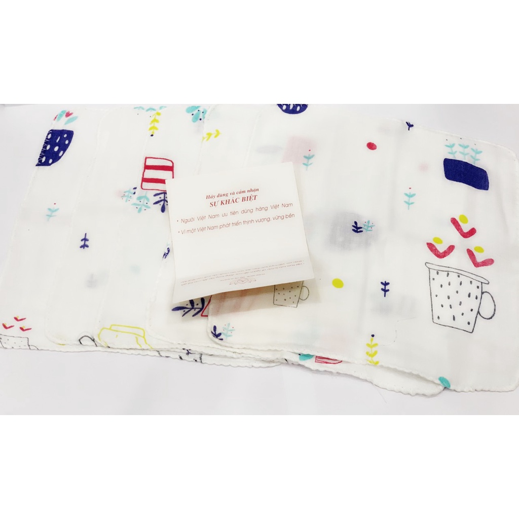 Set 5 Khăn sữa em bé 100% cotton &lt;FREESHIP&gt; khăn sữa in hình 2 lớp dành cho trẻ sơ sinh và trẻ nhỏ xuất khẩu Nhật Bản