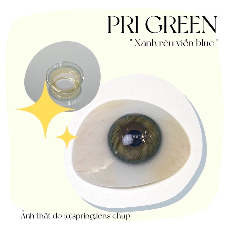 KÍNH ÁP TRÒNG PRGE XANH LÁ TỰ NHIÊN VIỀN BLUE KO GIÃN @spring.lens