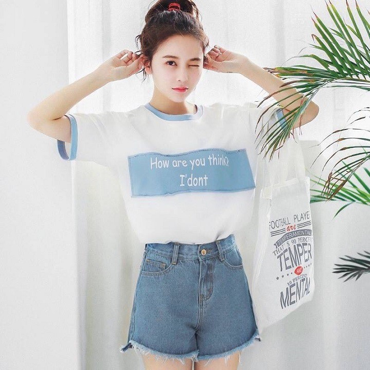 Áo thun nữ 💚𝐅𝐑𝐄𝐄𝐒𝐇𝐈𝐏💚 Áo thun nữ form rộng xanh chữ trước ngực thoáng mát, mềm mịn, phong cách