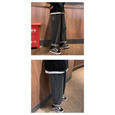 QUẦN JEANS ỐNG RỘNG -TAN -DÁNG SUÔNG PHONG CÁCH HÀN QUỐC-QJT1-THỜI TRANG UNISEX-có size Nam Nữ dể phối đồ xịn màu xám