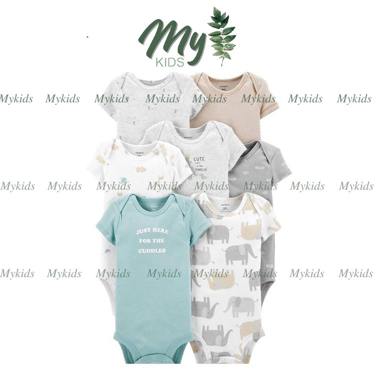 Set 5 bộ bodysuit xuất dư cho bé, bộ liền quần cotton trẻ em