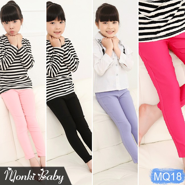 [Sale lẻ size] - Quần dài bé gái size đại (cỡ lớn), dáng legging ống côn co giãn, chất thô dày dặn | MQ18