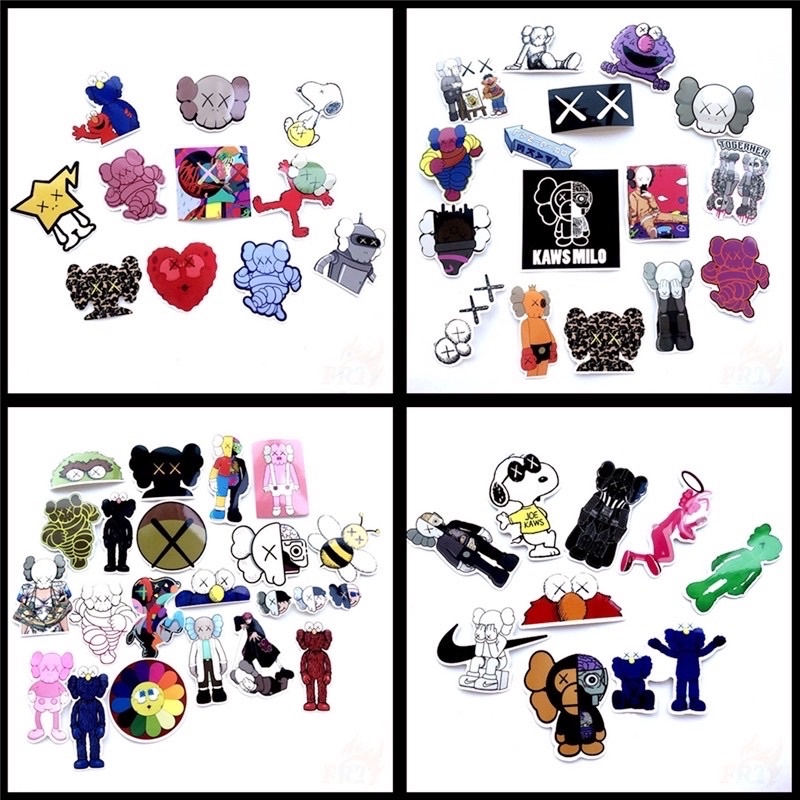 Bộ 100 sticker Kaws dùng để trang trí điện thoại di động/ván trượt/vali không để lại dấu keo - Rinart.vn