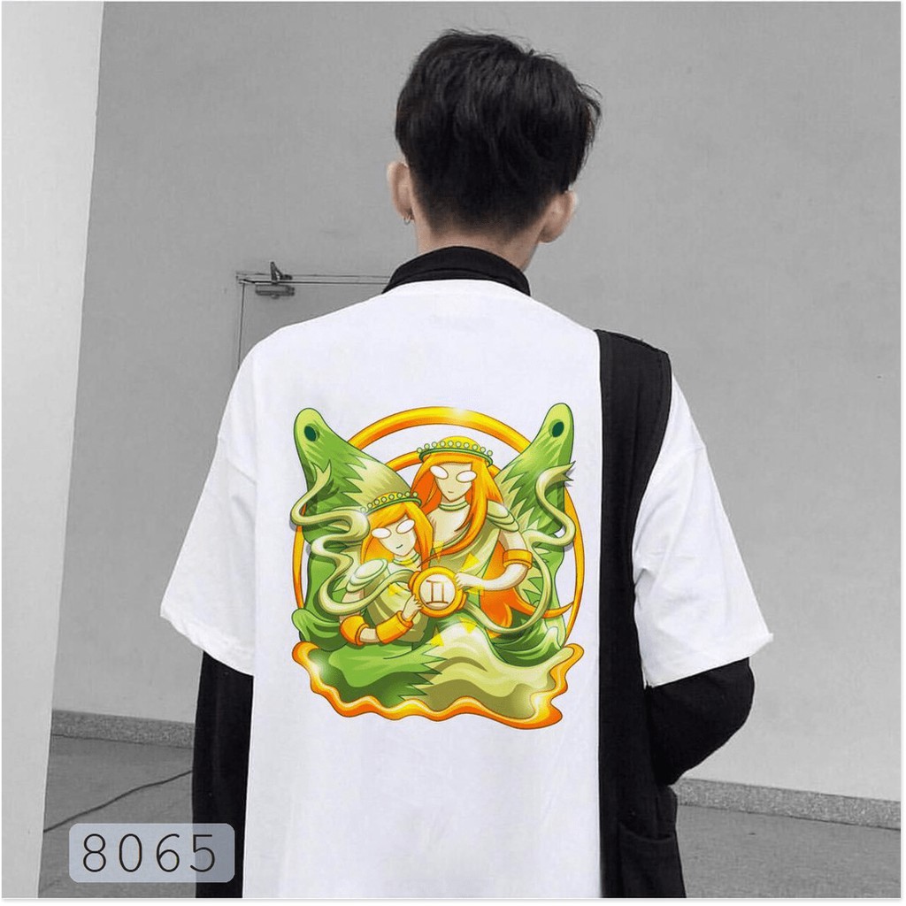 ÁO THUN UNISEX TAY LỠ MẬT NGỮ 12 CHÒM SAO CUNG HOÀNG ĐẠO SONG TỬ PHONG CÁCH HÀN QUỐC FREE SIZE