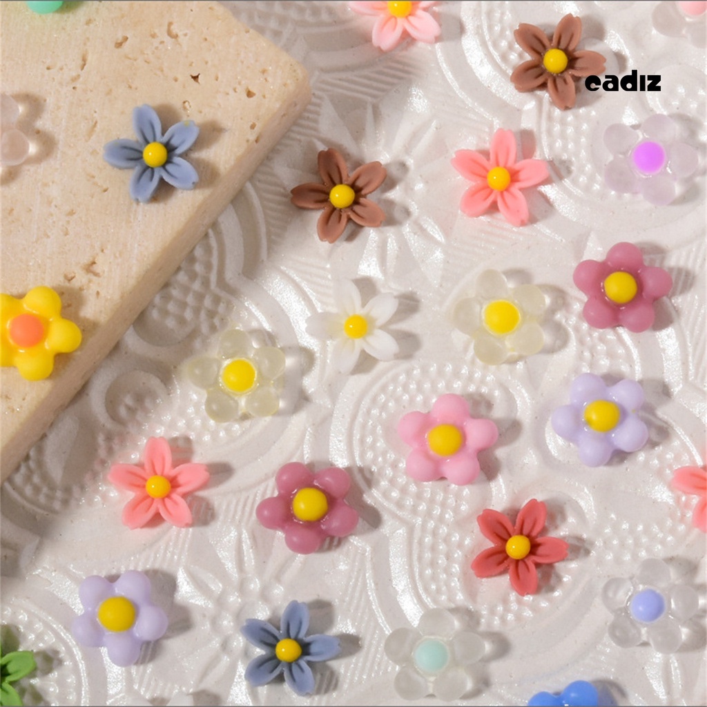 Set 50 Phụ Kiện Trang Trí Móng Tay Nghệ Thuật Hình Hoa 3D Mini Bằng Nhựa Resin Màu Sáng Chống Nước Cho Nữ