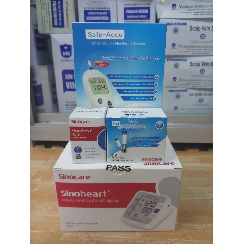 COMBO MÁY ĐO ĐƯỜNG HUYẾT + MÁY ĐO ĐƯỜNG HUYẾT SINOCARE
