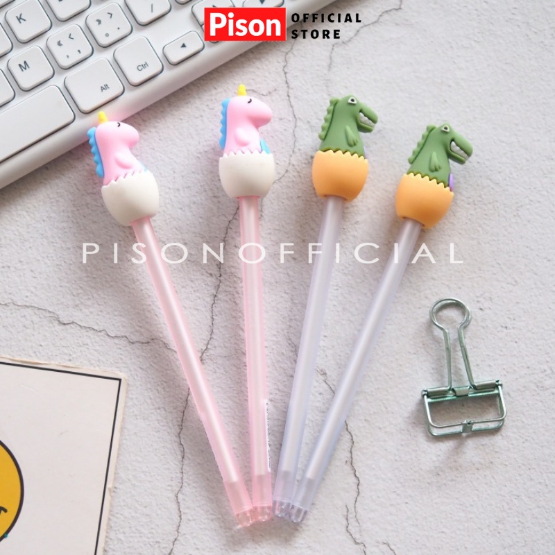 Bút bi nước mực gel hình Trứng khủng long Pison, mực đen ngòi kim 0.38mm - SP0738SP0738 - 1 cái