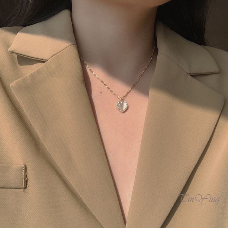 GETNOIVAS Vòng cổ hợp kim mặt hình trái tim phong cách cổ điển cho nữ
