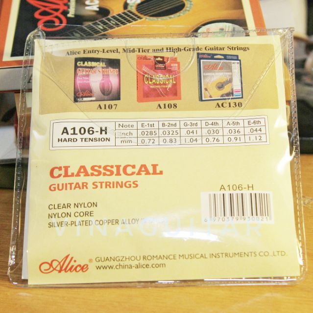 Dây Đàn Guitar Classic Alice A106 dây nilon chính hãng ( Tặng 1 pick gảy )