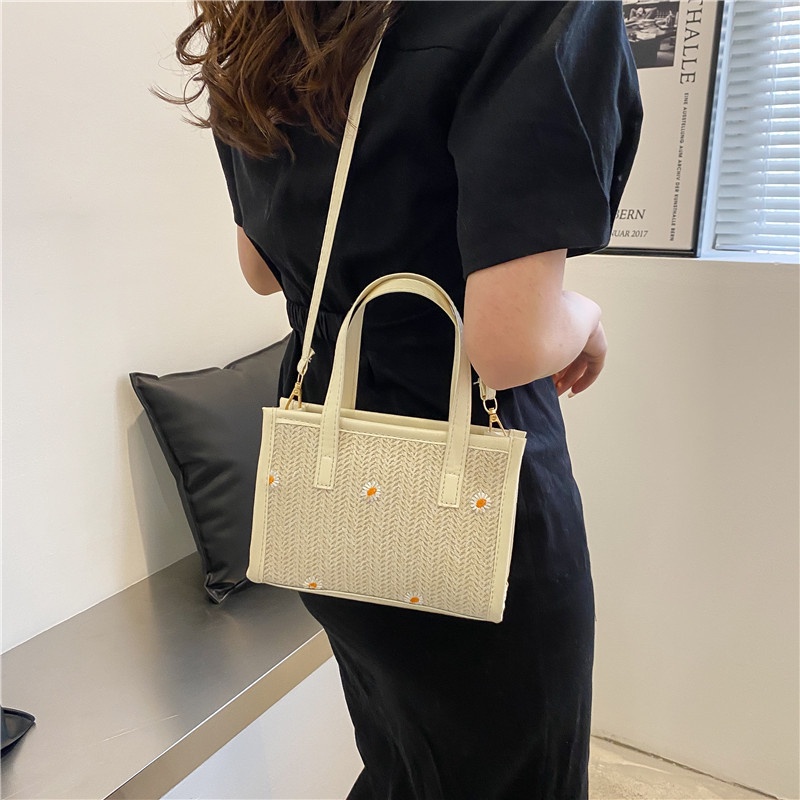 IELGY Túi Xách Đan Rơm Thủ Công Thời Trang Đi Biển Cho Nữ