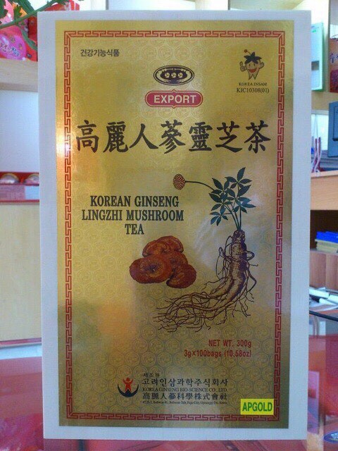 Trà Sâm Linh Chi Bio Apgold Hàn Quốc (hộp gỗ 3g x 100 gói)