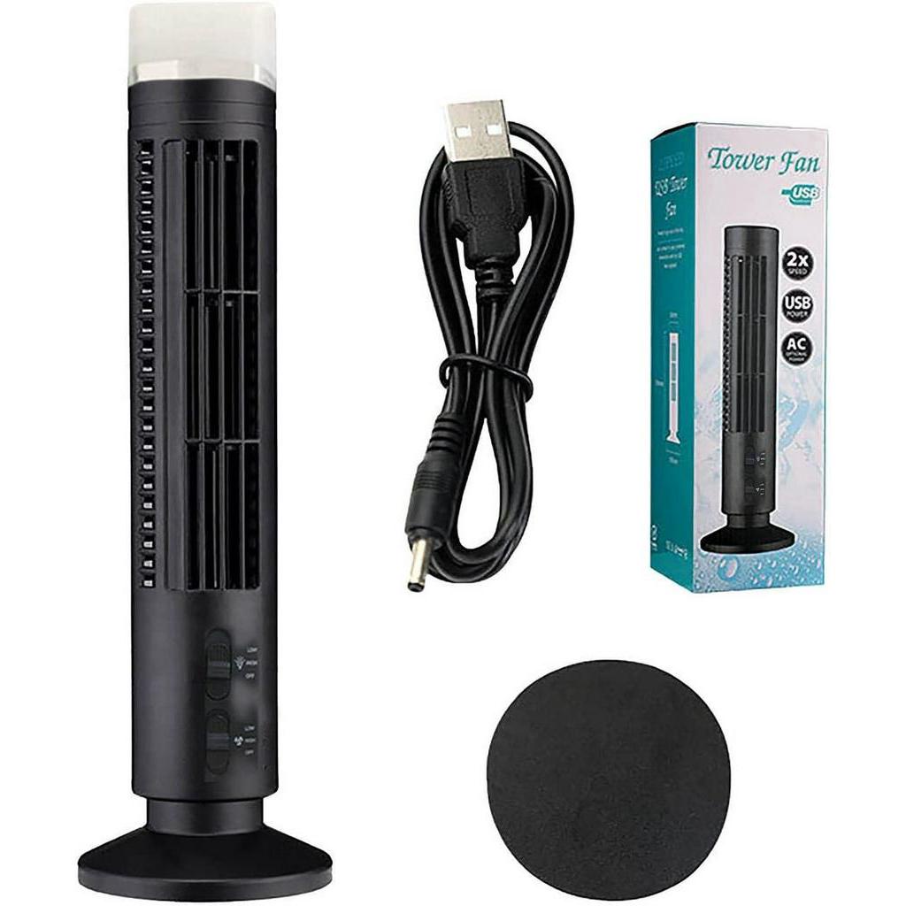 Quạt Làm Mát Không Cánh Tích Hợp Đèn Led 2 Chế Độ Gió Mini Dạng Đứng Tiện Dụng