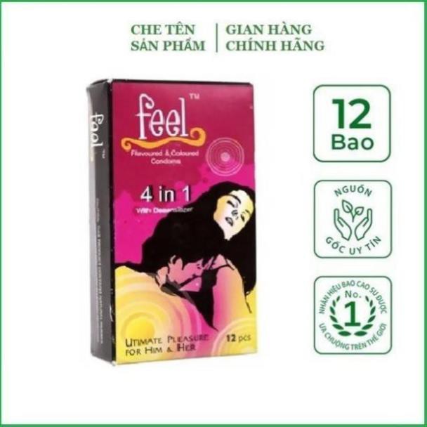 Bao Cao Su FEEL 4 IN 1 - Bi Gai - Kéo Dài Thời Gian Quan Hệ - combo bcs durex/sagami/ok/olo/invisible/feel /áo mưa