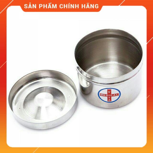 Hộp inox y tế tròn loại nhỏ , hộp đựng bông gòn